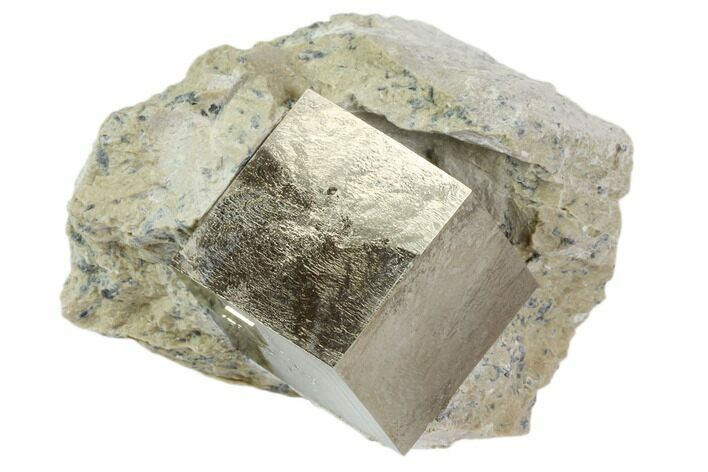 Natural Pyrite Cube In Rock From Spain #82084